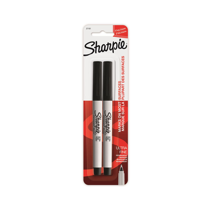 SHARPIE Ultra Fine Point Permanent Black Colour Marker. 2-Pack. Permanent on mos
