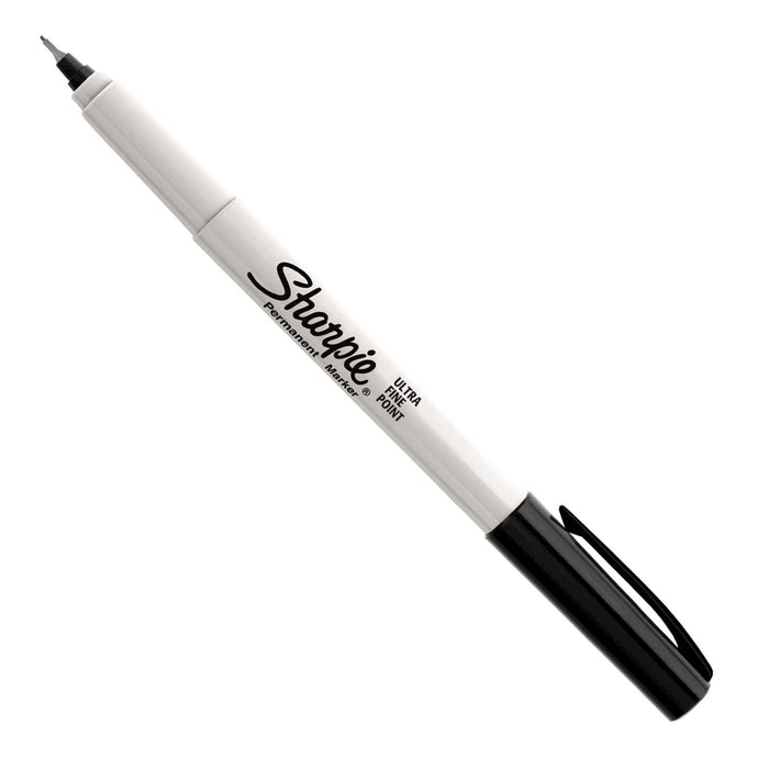 SHARPIE Ultra Fine Point Permanent Black Colour Marker. 12-Pack. Permanent on mo