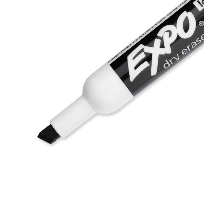 EXPO Dry Erase Markers Chisel Tip. 12-Pack. Black Colour. Bright, Vivid, Non-tox