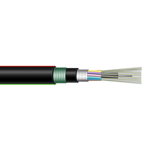 DYNAMIX 2km G.652D 24 Core Single mode Fibre Cable Roll. Outdoor Armoured Direct