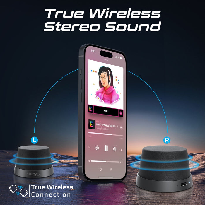 PROMATE 3W Mini Bluetooth Speaker with Magsafe Compatible Base. Supports Music &