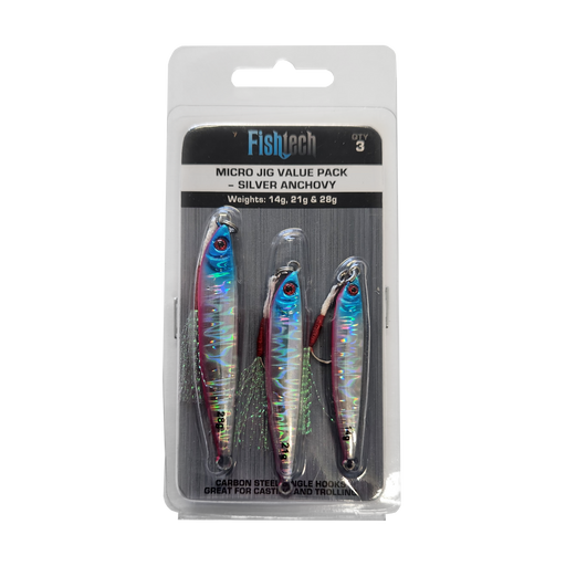 Fishtech Micro Jig Value Pack - Silver Anchovy - 14g 21g 28g