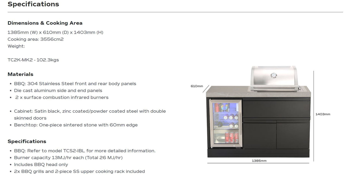 CROSSRAY Mini kitchen with 2 Burner Infrared Gas BBQ