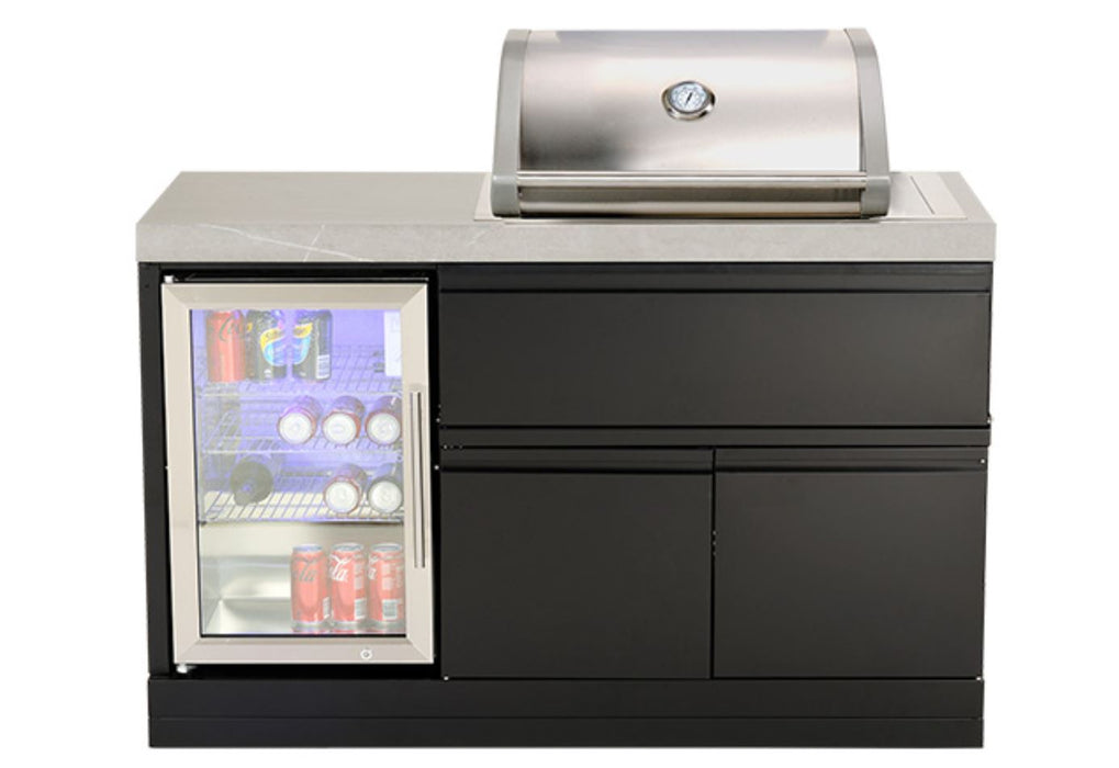 CROSSRAY Mini kitchen with 2 Burner Infrared Gas BBQ w/ Single Fridge