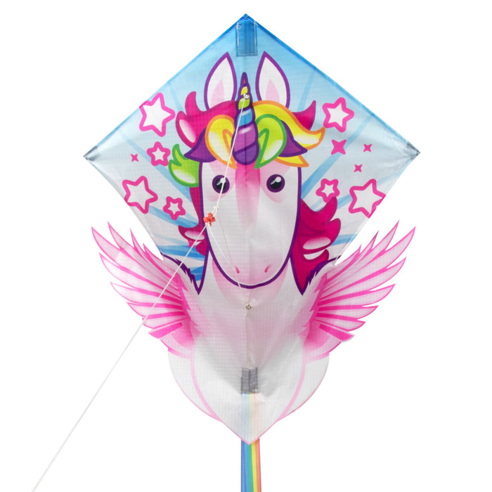 KITE'S READY 2 FLY - POP UP NYLON DIAMOND - UNICORN - PATENTED POPUP SYSTEM- KIT