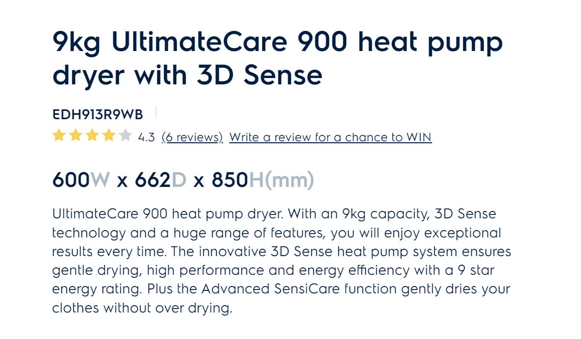 Electrolux 9kg Heat Pump Dryer with 3D Sense