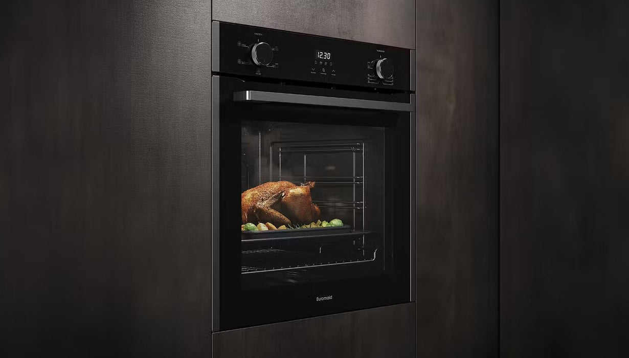 Euromaid 60cm 5 Function Built-in Oven, Dark Stainless