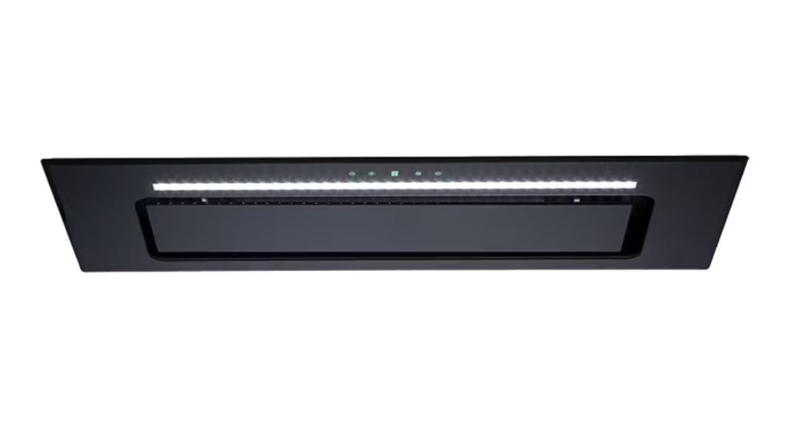 Euromaid 90cm Undermount Rangehood, Black Glass