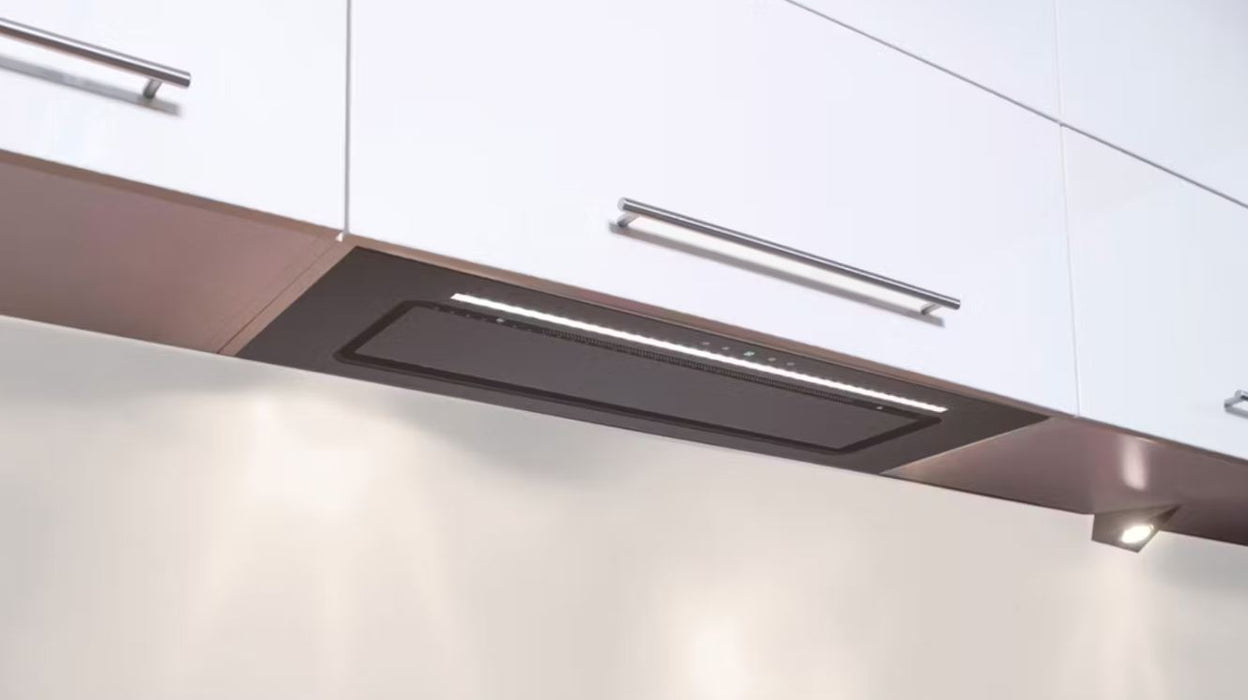 Euromaid 90cm Undermount Rangehood, Black Glass