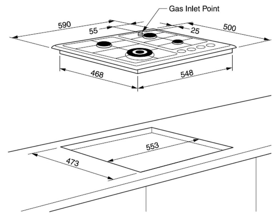 Bellissimo 60cm Gas cooktop Hob