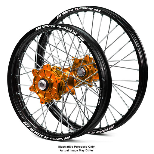 Wheel Set Complete Sm Pro Rims Haan Hubs Front & Rear Orange Hub Black Rim Ktm 8