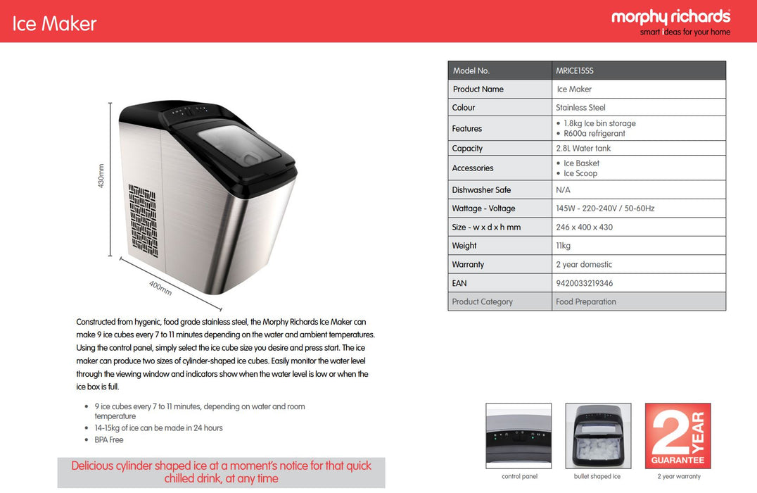 Morphy Richards Ice Maker MRICE15SS