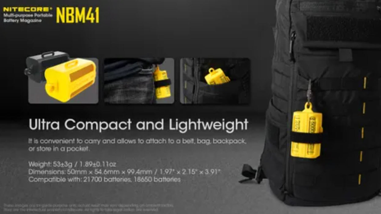 Nitecore Nbm41 Battery Magazine For 21700 / 18650 Batteries Yellow