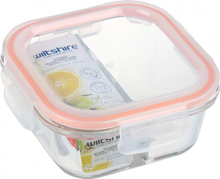 Wiltshire Square Glass Container with 2 Dividers 500ml