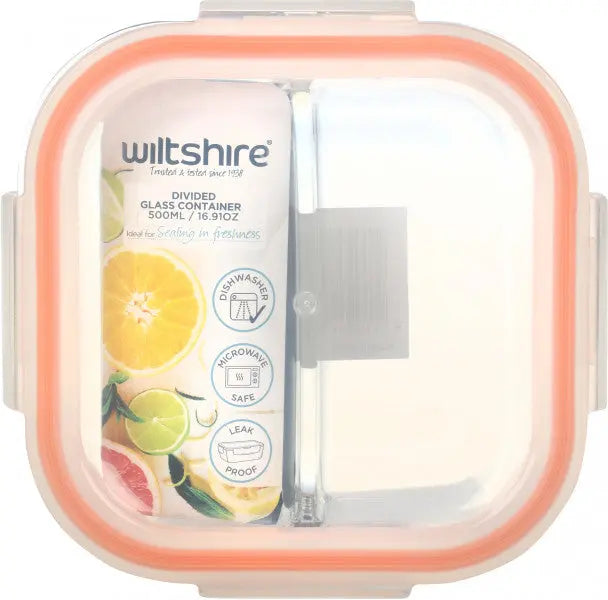 Wiltshire Square Glass Container with 2 Dividers 500ml