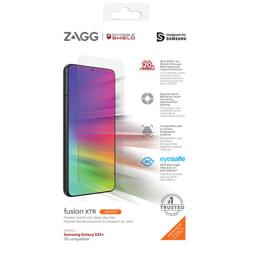 ZAGG Samsung Galaxy S22+ S22 Plus InvisiShield Fusion XTR Clear Screen Protector