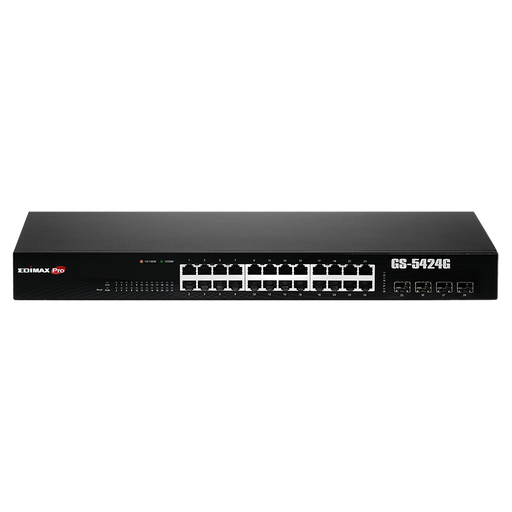 EDIMAX 24 Port Gigabit Long Range Web Smart Rack-mount Switch. With 4 SFP. Exten