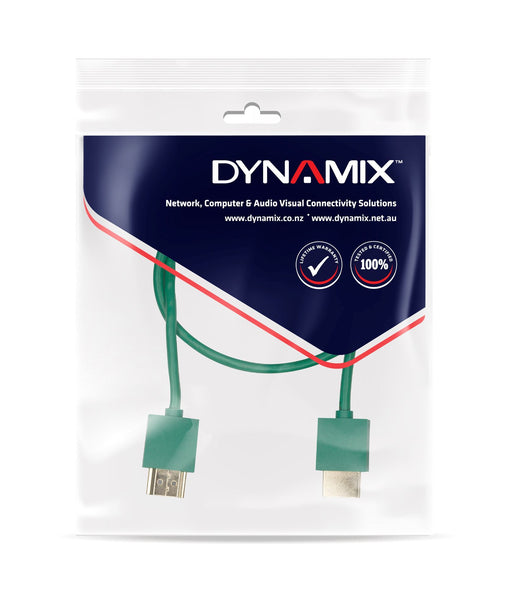 DYNAMIX 0.5M HDMI GREEN Nano High Speed With Ethernet Cable