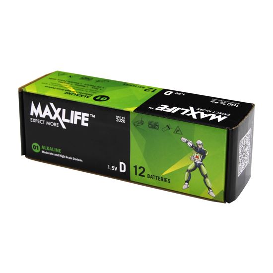 MAXLIFE D Alkaline Battery 12 Batteries Per Pack