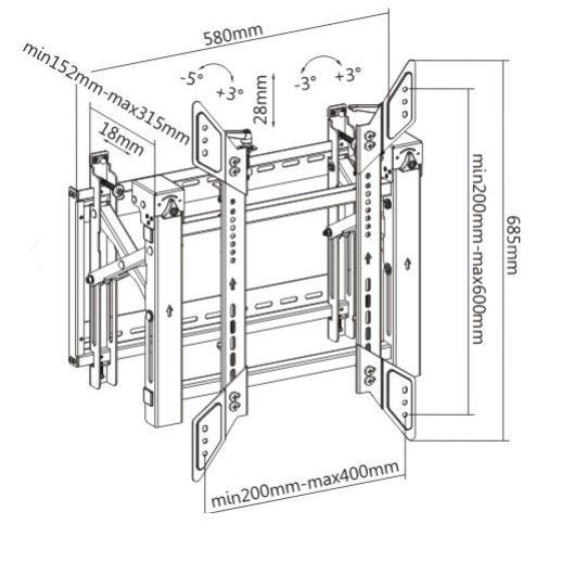 BRATECK 45"-70" Pop-Out Portrait Video Wall Bracket. Max Load: 70kg VESA support