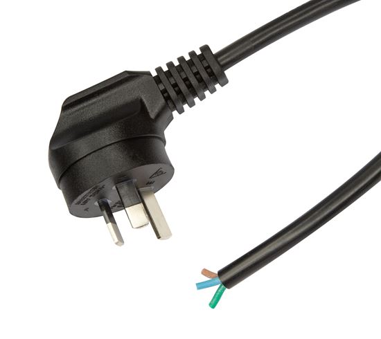DYNAMIX 2M 3-Pin Right-Angled Plug Bare End 3 Core 1mm Cable Colour SAA Approved