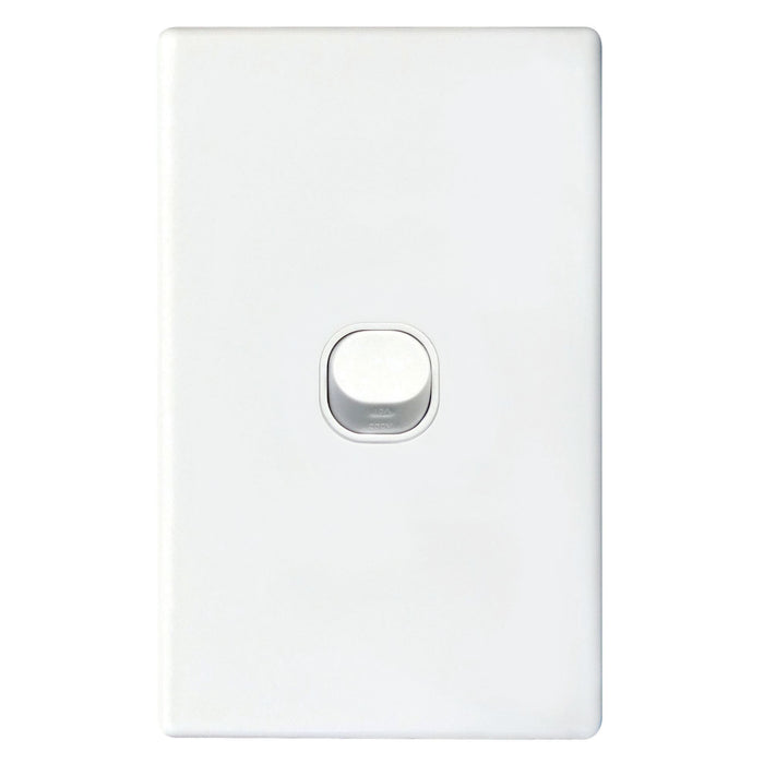 TRADESAVE Slim 16A 2-Way Vertical 1 Gang Switch. Moulded in Flame Resistant Poly