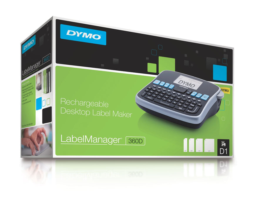 DYMO LabelManager 360D Desktop Labeller;with QWERTY keyboard 7 font sizes; 3 fo