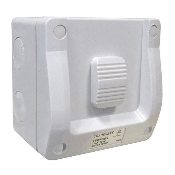 TRADESAVE 1 Gang Weatherproof Switch, 15A, IP66, Grey heavy duty industrial grad