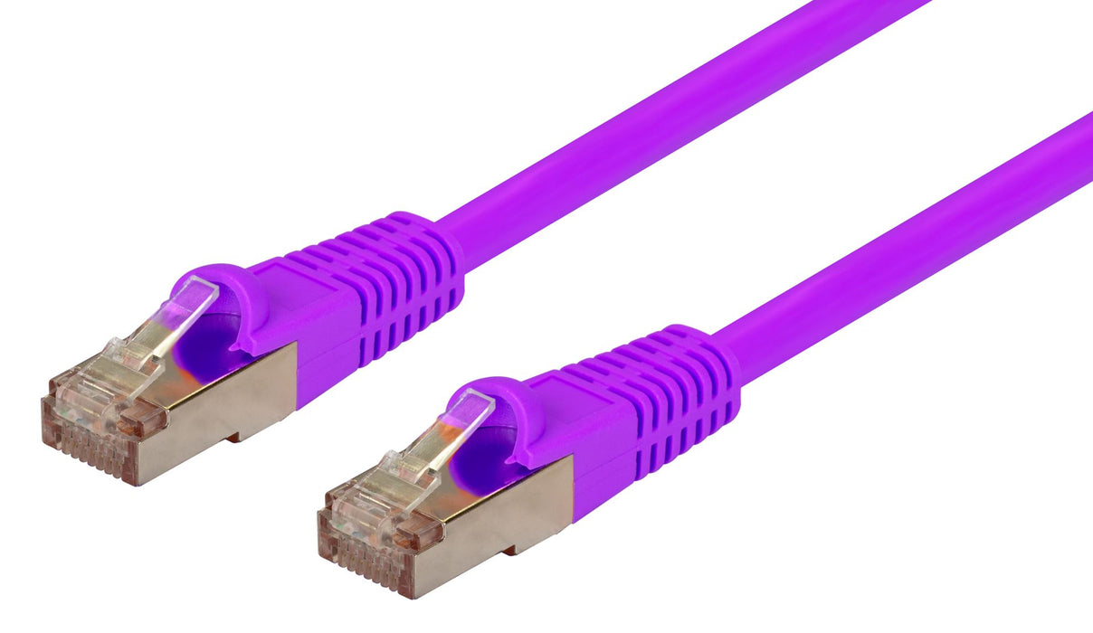 DYNAMIX 1.5m Cat6A S/FTP Purple Slimline Shielded 10G Patch Lead. 26AWG (Cat6 Au