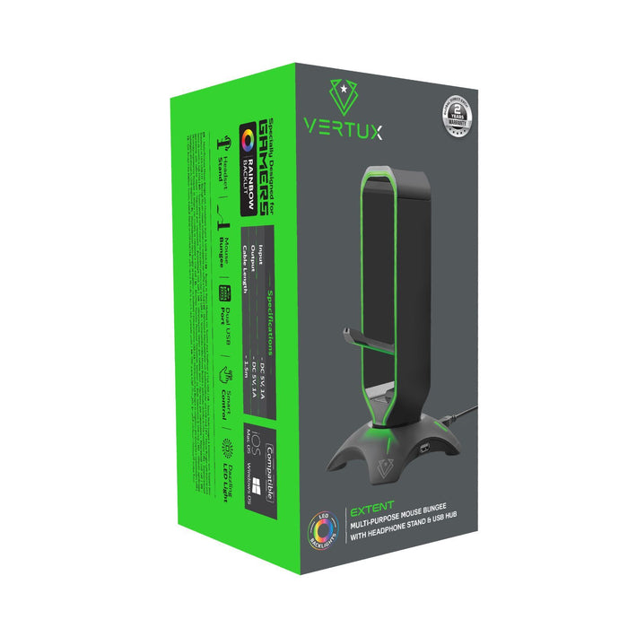 VERTUX Multi-Purpose Mouse Bungee with Headphone Stand & USB Hub. High Speed USB