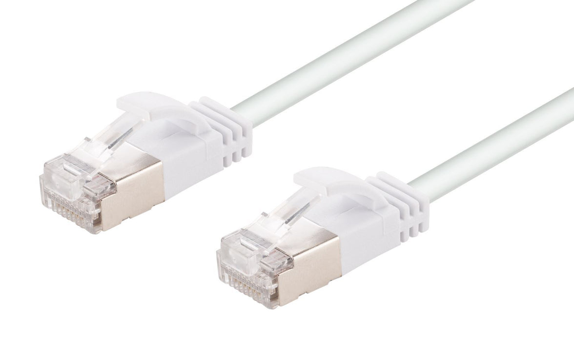 DYNAMIX 2m Cat6A S/FTP White Ultra-Slim Shielded 10G Patch Lead (34AWG) with RJ4