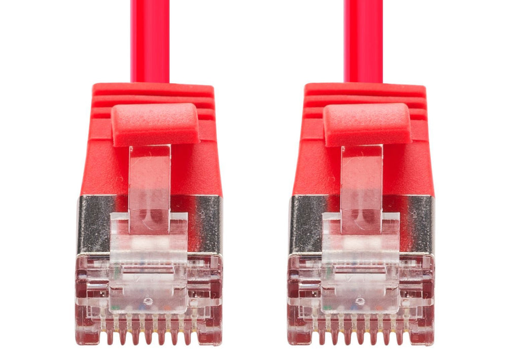 DYNAMIX 0.5m Cat6A S/FTP Red Ultra-Slim Shielded 10G Patch Lead (34AWG) with RJ4