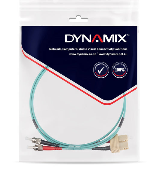 DYNAMIX 30M 50u SC/ST OM3 Fibre Lead (Duplex, Multimode) Aqua LSZH Jacket