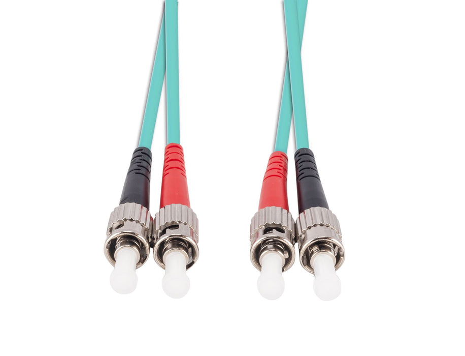 DYNAMIX 2M 50u ST/ST OM3 Fibre Lead (Duplex, Multimode) Aqua LSZH Jacket