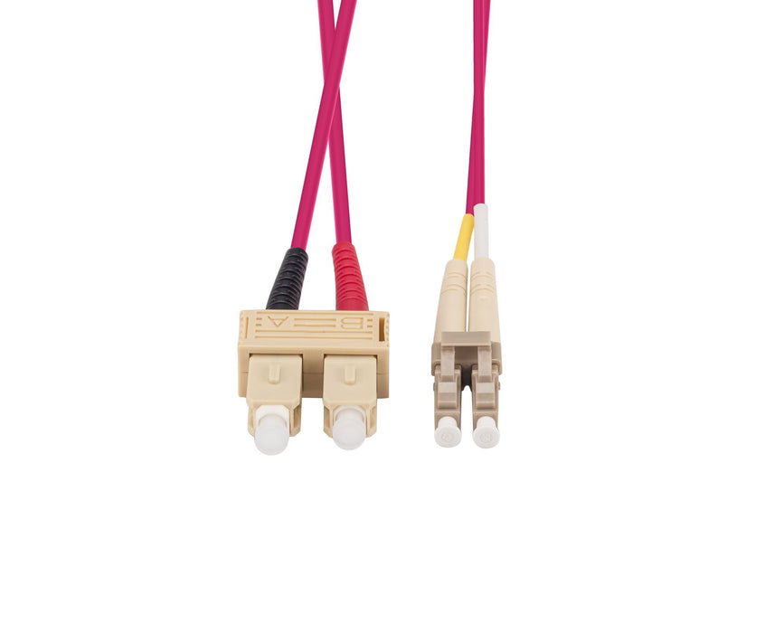 5M 50u LC/SC OM4 Fibre Lead (Duplex, Multimode) Raspberry Pink LSZH Jacket