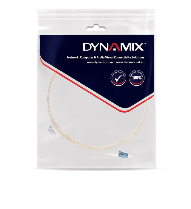 DYNAMIX 2M LC Pigtail G657A1 single White, 900um Single-mode Fibre, Tight Buffer