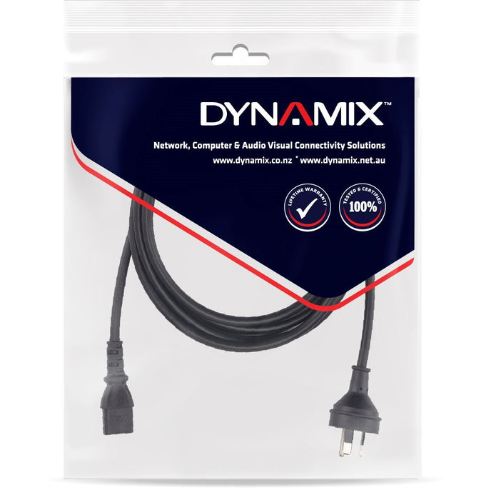 DYNAMIX 3m 3-Pin Plug to IEC Female Plug rounded Earth Pin. 10A. SAA Power Cord