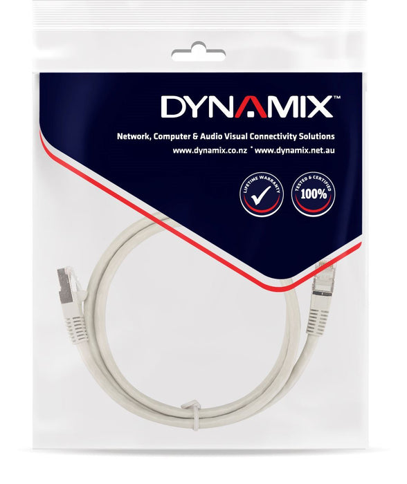 DYNAMIX 1m Cat6 Beige STP Patch Lead (T568A Specification) 26AWG Slimline Snagl