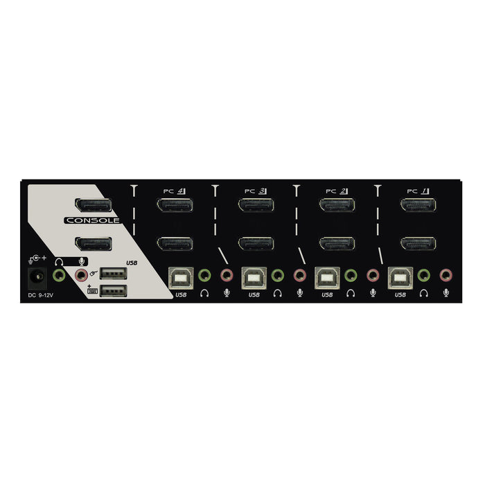 REXTRON 4 Port Dual DisplayPort USB KVM Switch with Audio. Dual DisplayPort Max