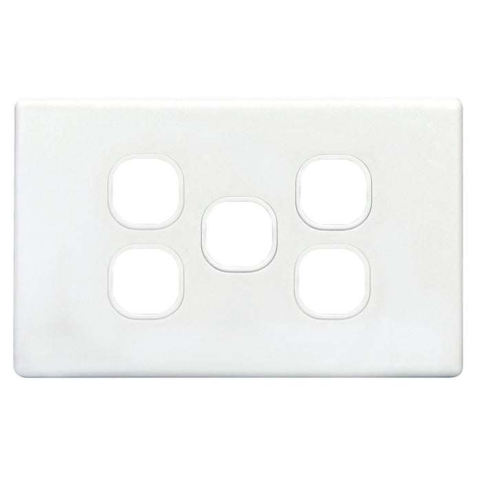 TRADESAVE Slim Switch Plate ONLY. 5 Gang. Accepts all Tradesave Mechanisms. Moul