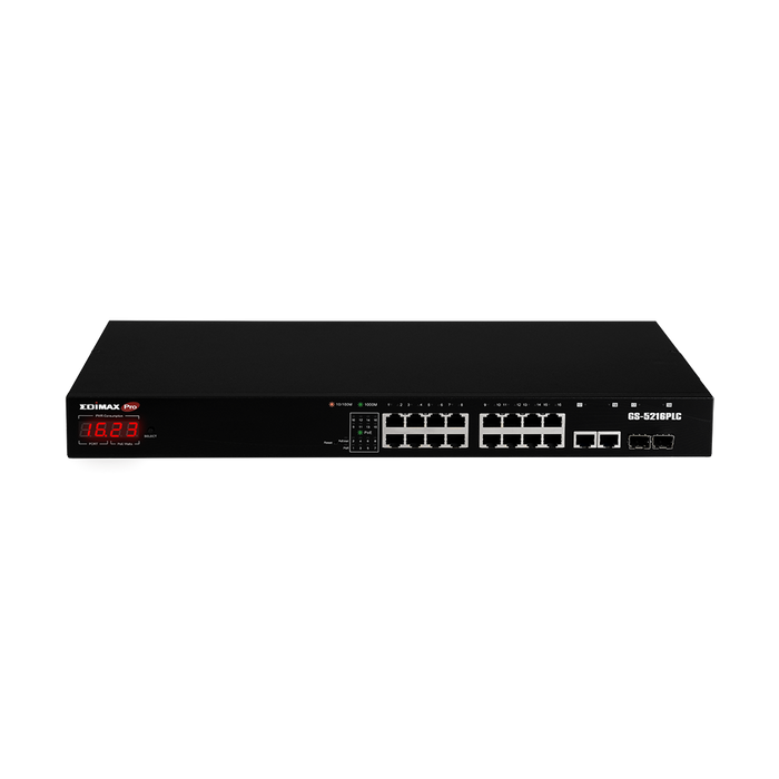 EDIMAX 18-Port Surveillance Long Range Gigabit PoE+ Web Smart Switch with 2 Giga