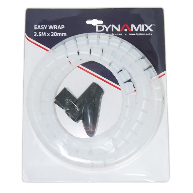 DYNAMIX 2.5mx20mm Easy Wrap - Cable Management Solution Clear