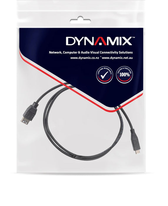 DYNAMIX 0.2M, USB 3.1 USB-C Male to USB-A Female Cable. Black Colour.