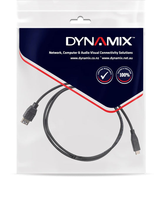 DYNAMIX 1M, USB 3.1 USB-C Male to USB-A Female Cable. Black Colour.