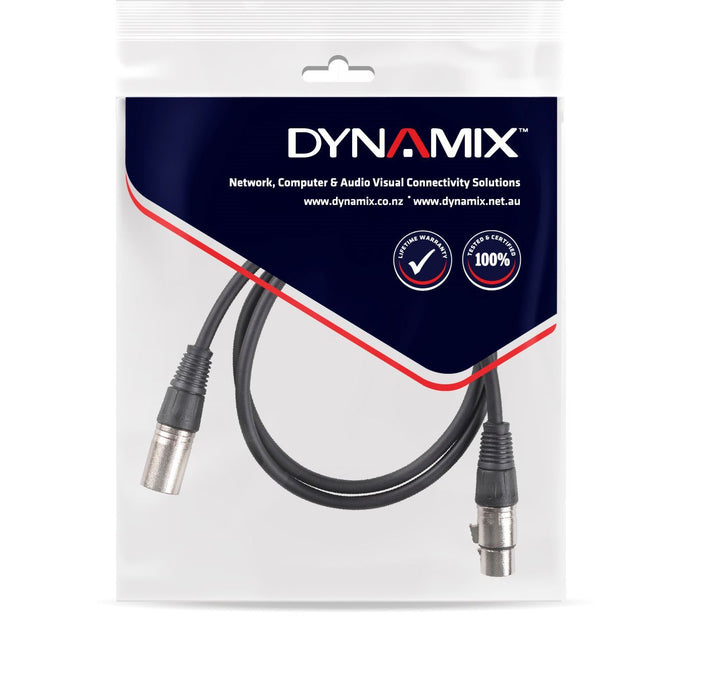 DYNAMIX 1m XLR 3-Pin Male to Female Balanced Audio Cable