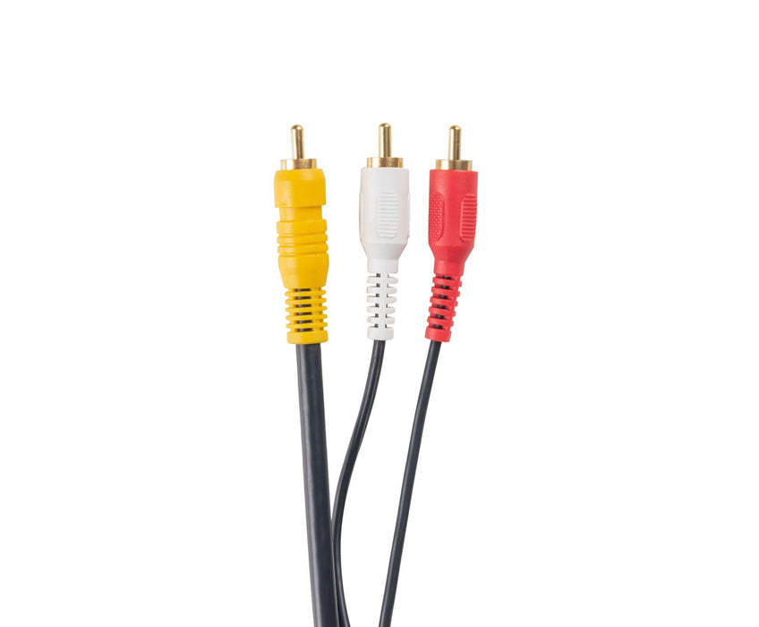 DYNAMIX 20m RCA Audio Video Cable, 5 to 3 RCA Plugs. Yellow RG59 Video, standard