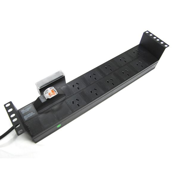 DYNAMIX 10 Outlet 2RU Horizontal Power Rail (10A) with 6kVa C-Curve MCB Circuit