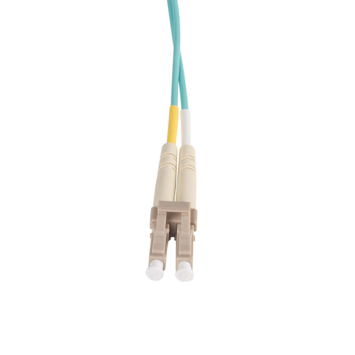 DYNAMIX 50M 50u LC/LC OM3 Fibre Lead (Duplex, Multimode) Aqua LSZH Jacket