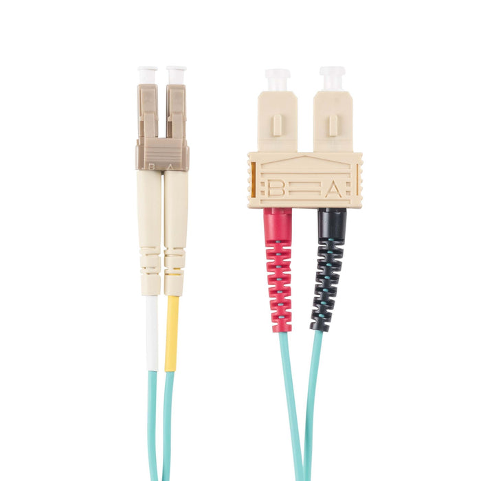 DYNAMIX 0.5M 50u LC/SC OM3 Fibre Lead (Duplex, Multimode) Aqua LSZH Jacket