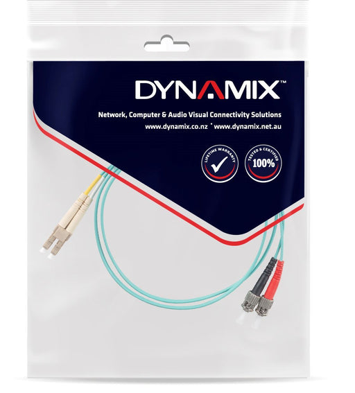 DYNAMIX 30M 50u LC/ST OM3 Fibre Lead (Duplex, Multimode) Aqua LSZH Jacket